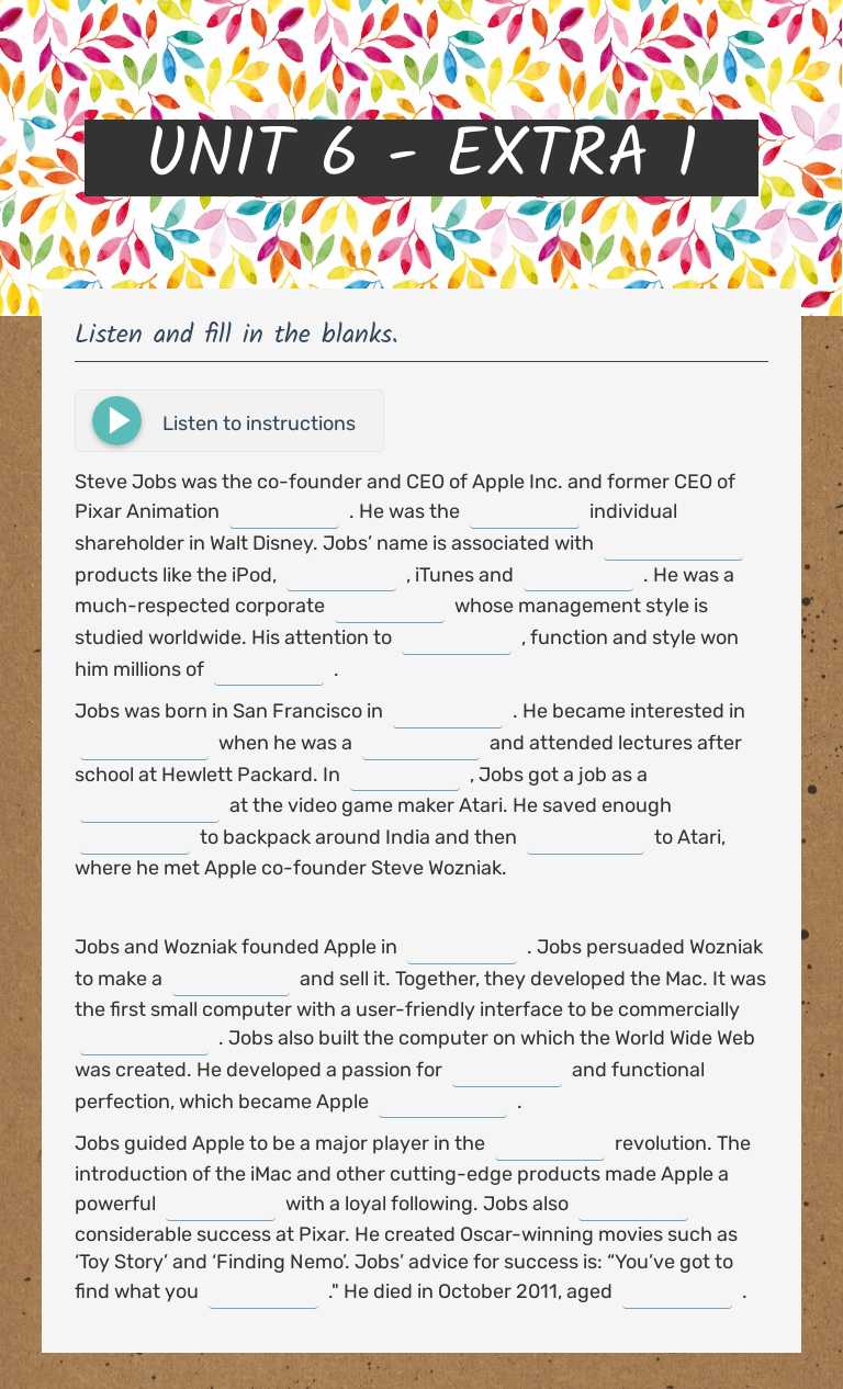 UNIT 6 - EXTRA 1 worksheet preview image