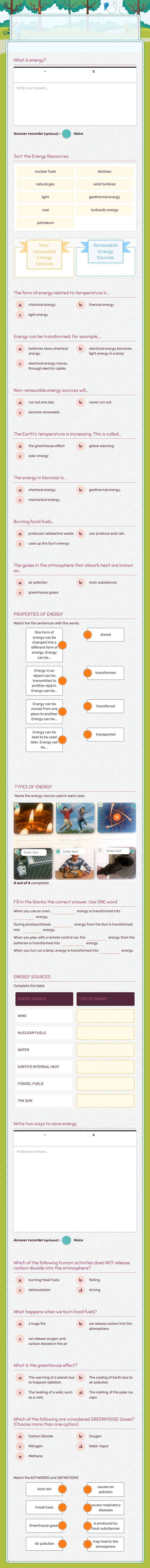 UNIT 7: ENERGY TEST Grade 5 worksheet preview