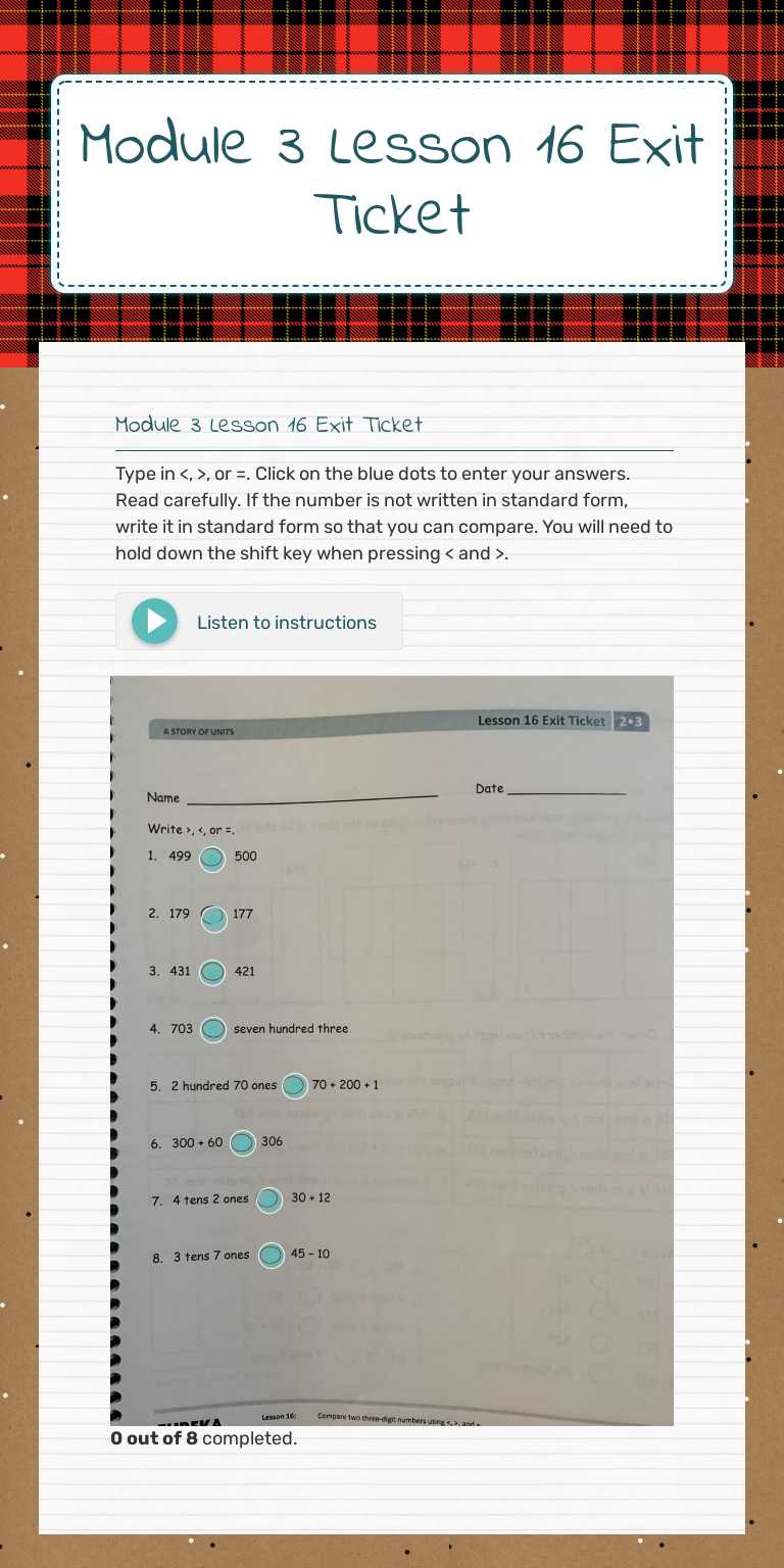 Module 3 Lesson 16 Exit Ticket Grade 2 worksheet preview