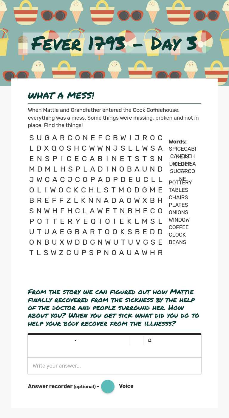 Fever 1793 - Day 3 worksheet preview image