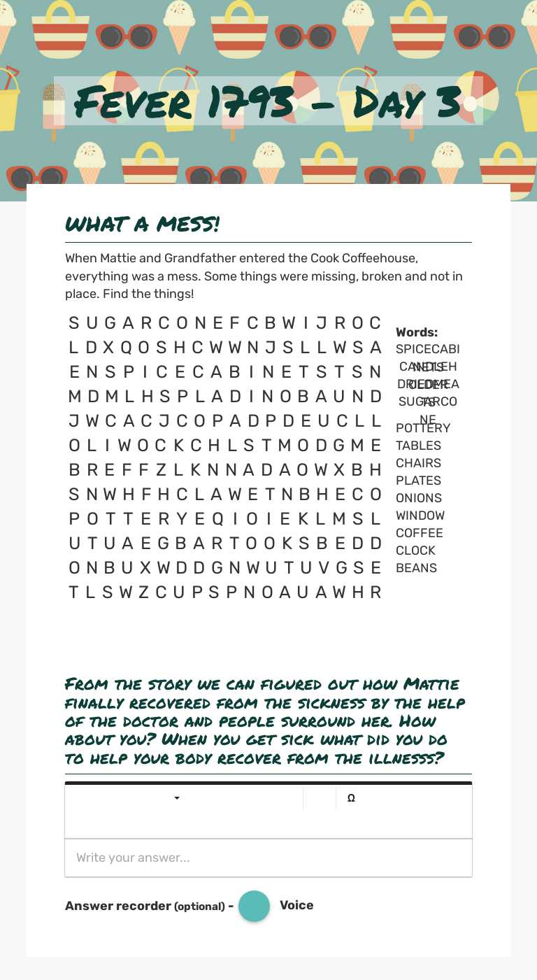 Fever 1793 - Day 3 worksheet preview image
