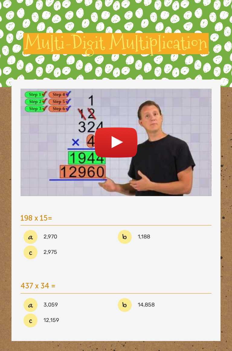 Multi-Digit Multiplication Grade 5 worksheet preview