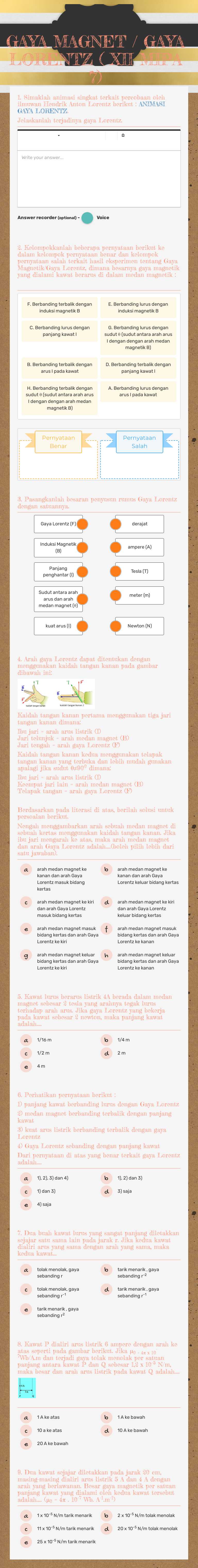 GAYA MAGNET / GAYA LORENTZ ( XII MIPA 7) worksheet preview