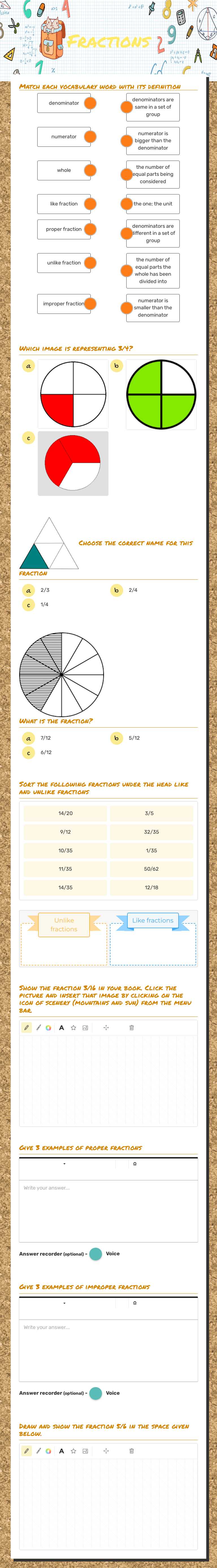Fractions Grade 3 worksheet preview