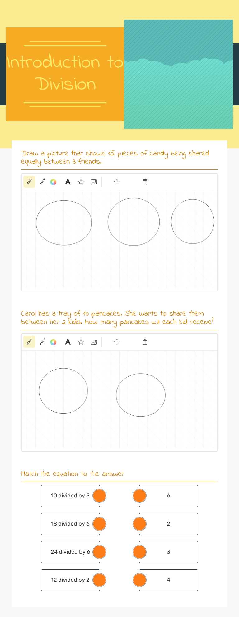 Introduction to Division worksheet preview image