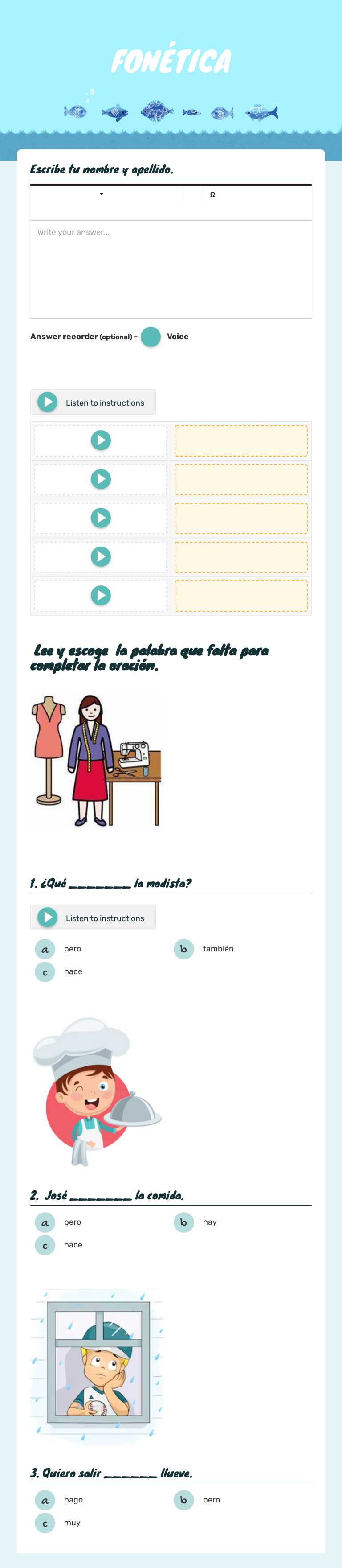 FONÉTICA Grade 1 worksheet preview