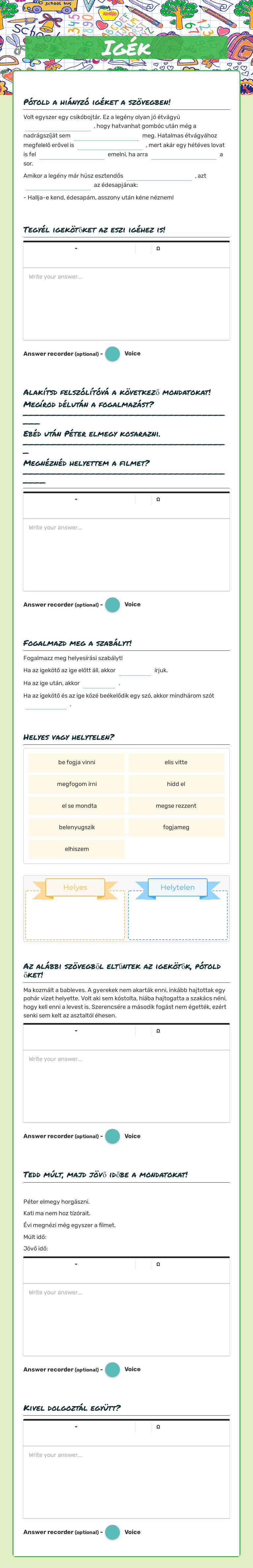 Igék worksheet preview image