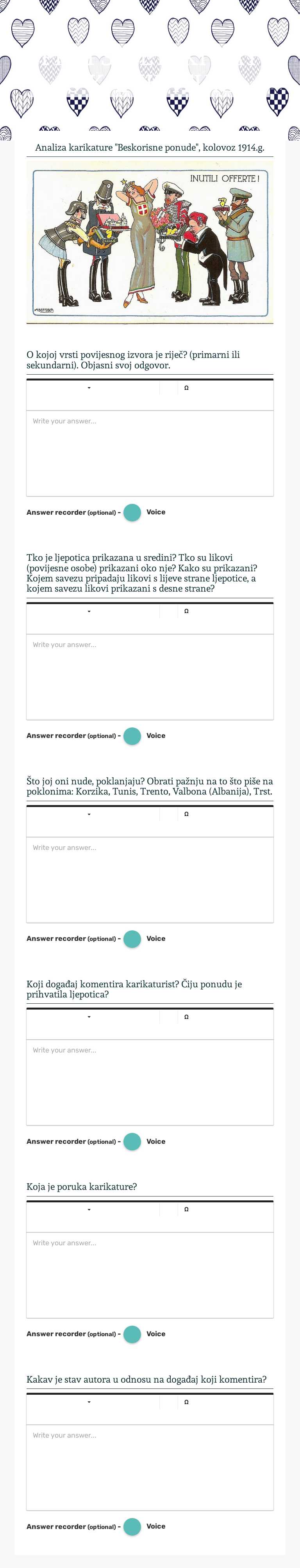 PRVI SVJETSKI RAT U KARIKATURI worksheet preview image
