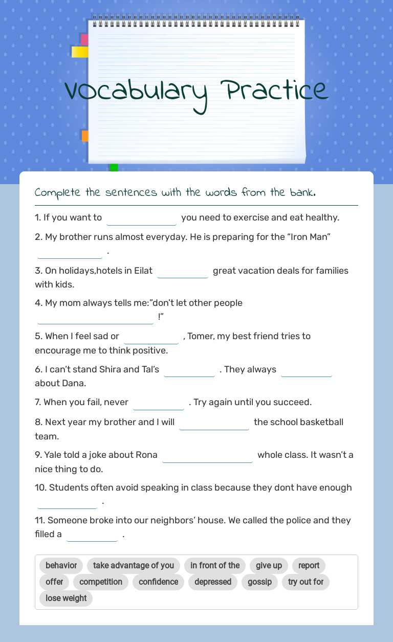 VOcabulary Practice Preschool worksheet preview
