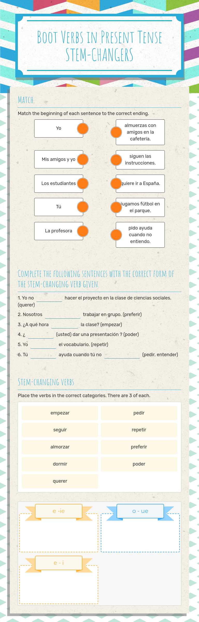 Boot Verbs in Present Tense 
STEM-CHANGERS worksheet preview image