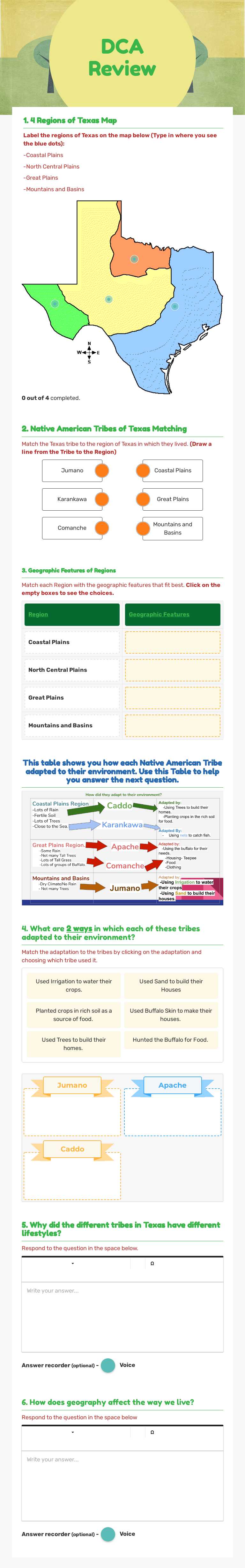 DCA Review worksheet preview image
