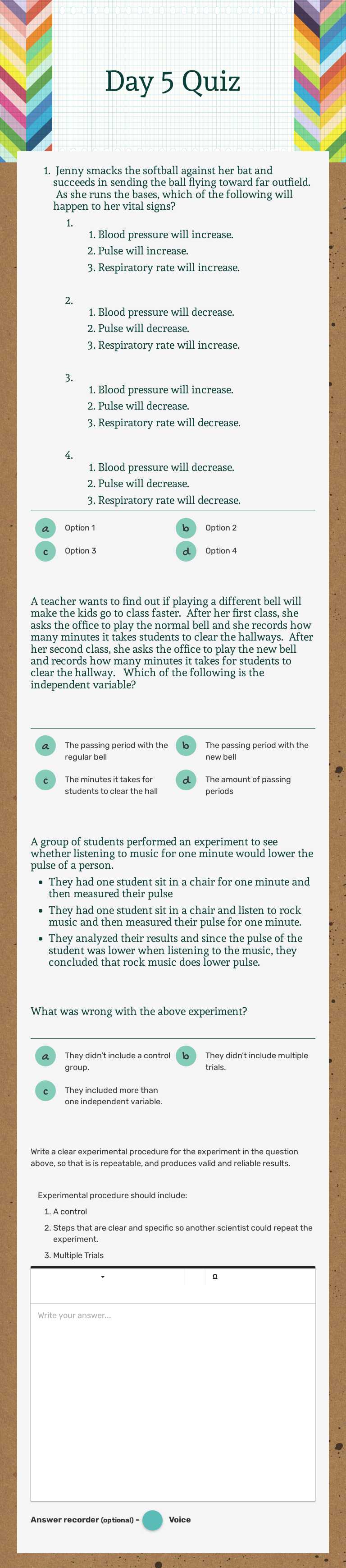 Day 5 Quiz Grade 8 worksheet preview