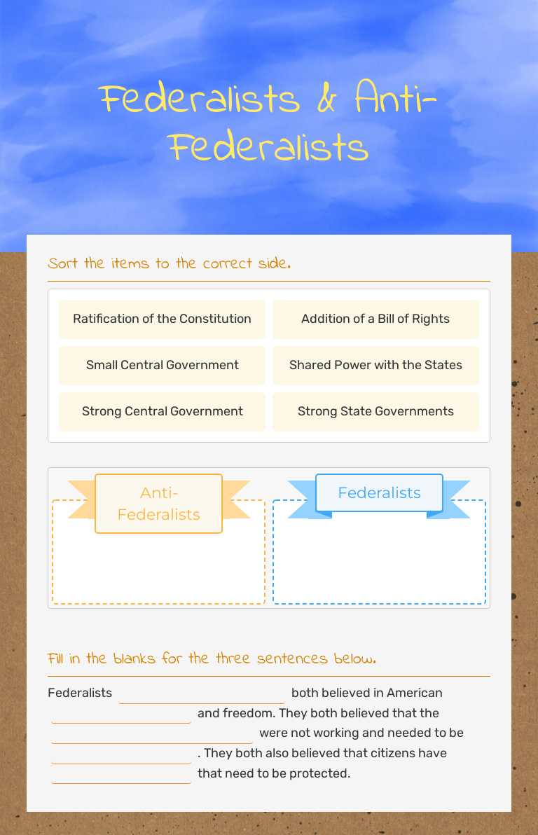 Federalists & Anti-Federalists worksheet preview image