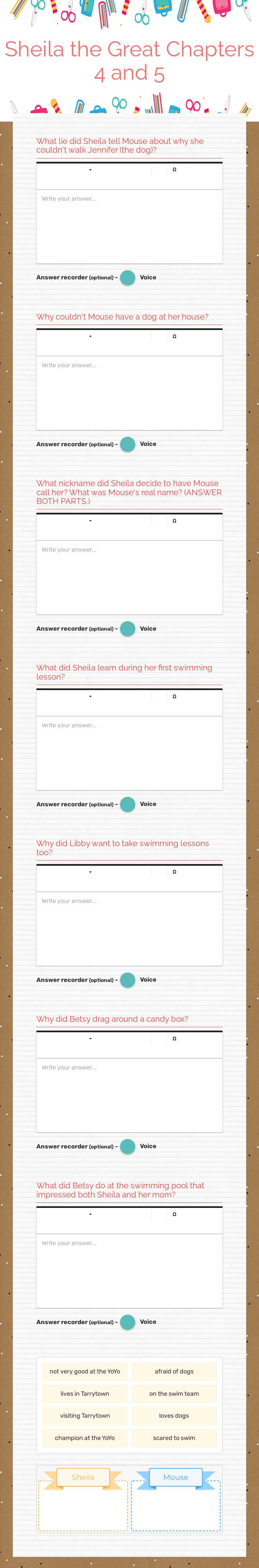 Sheila the Great 
Chapters 4 and 5 worksheet preview image