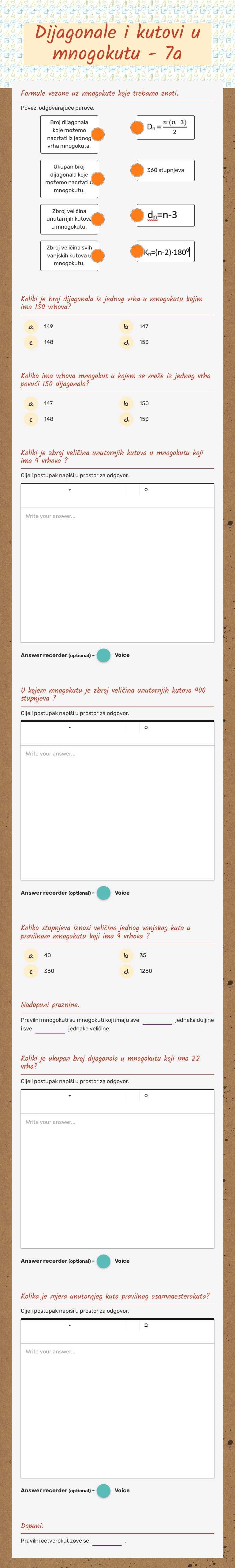 Dijagonale i kutovi u mnogokutu - 7a worksheet preview image