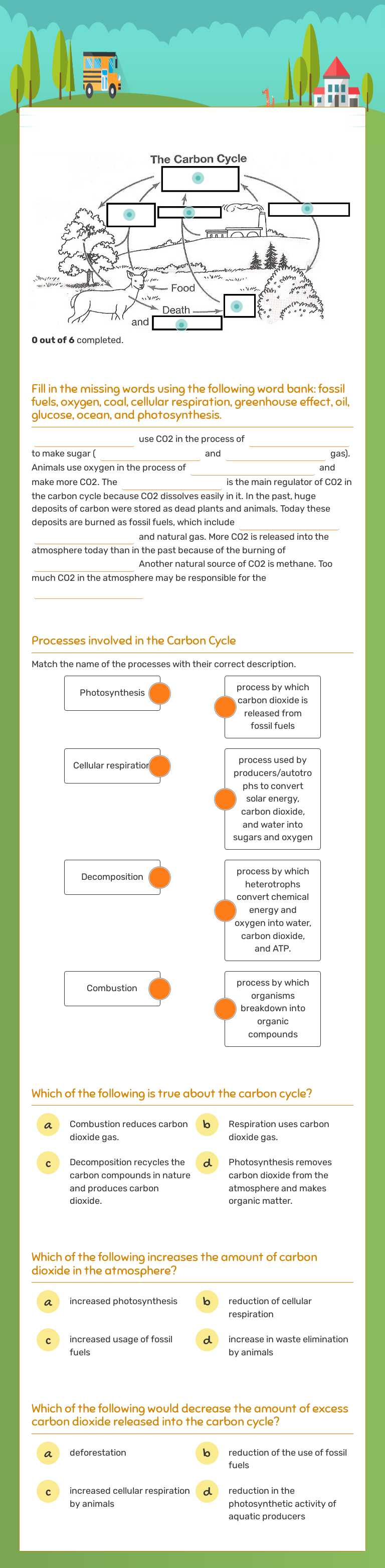 The Carbon Cycle worksheet preview image
