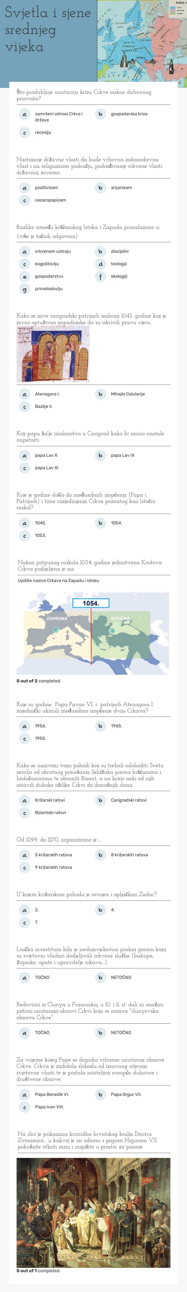 Svjetla i sjene srednjeg vijeka Grade 2 worksheet preview