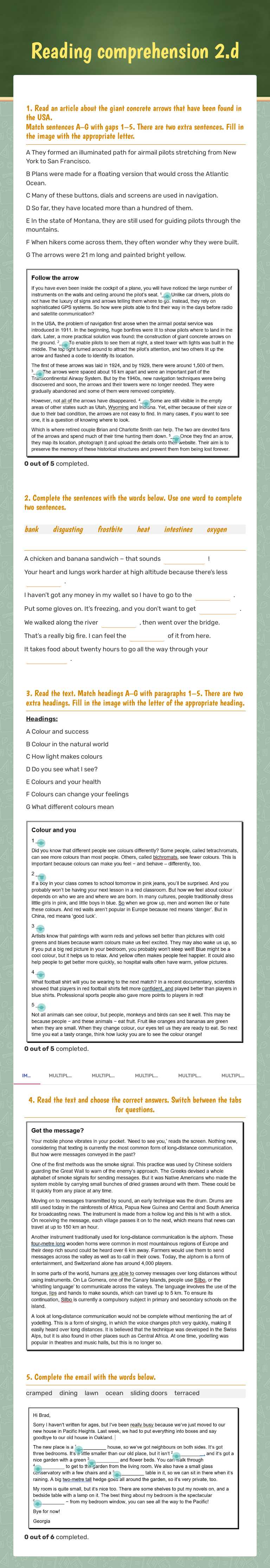 Reading comprehension 2.d worksheet preview