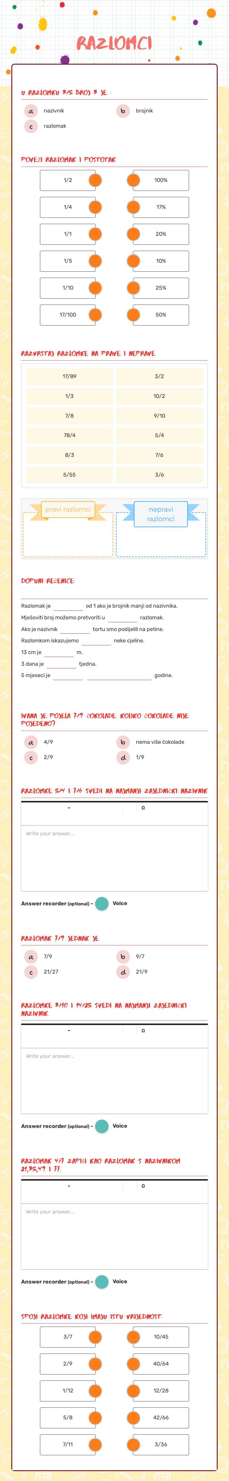 razlomci worksheet preview image