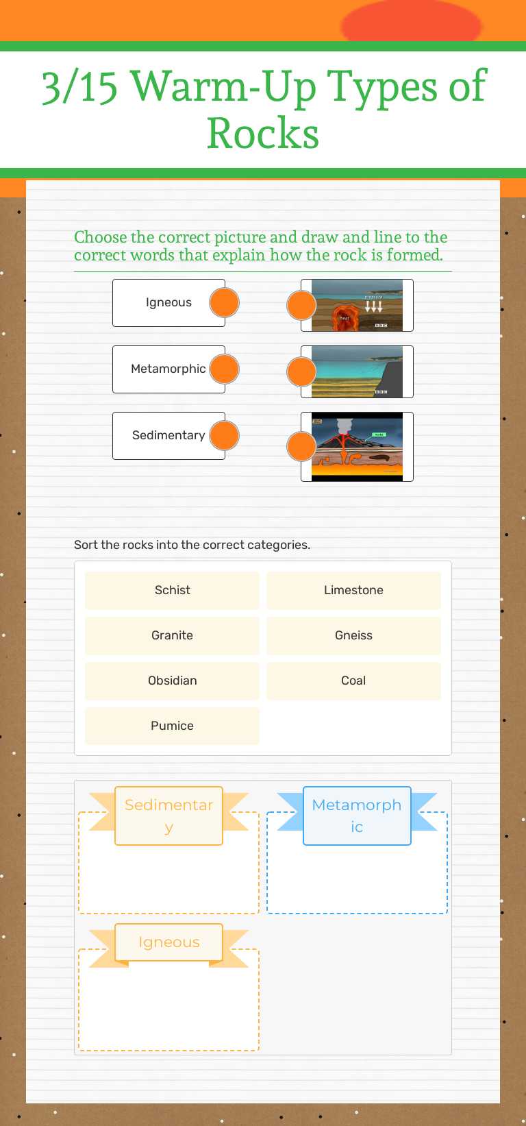 3/15 Warm-Up
Types of Rocks worksheet preview image