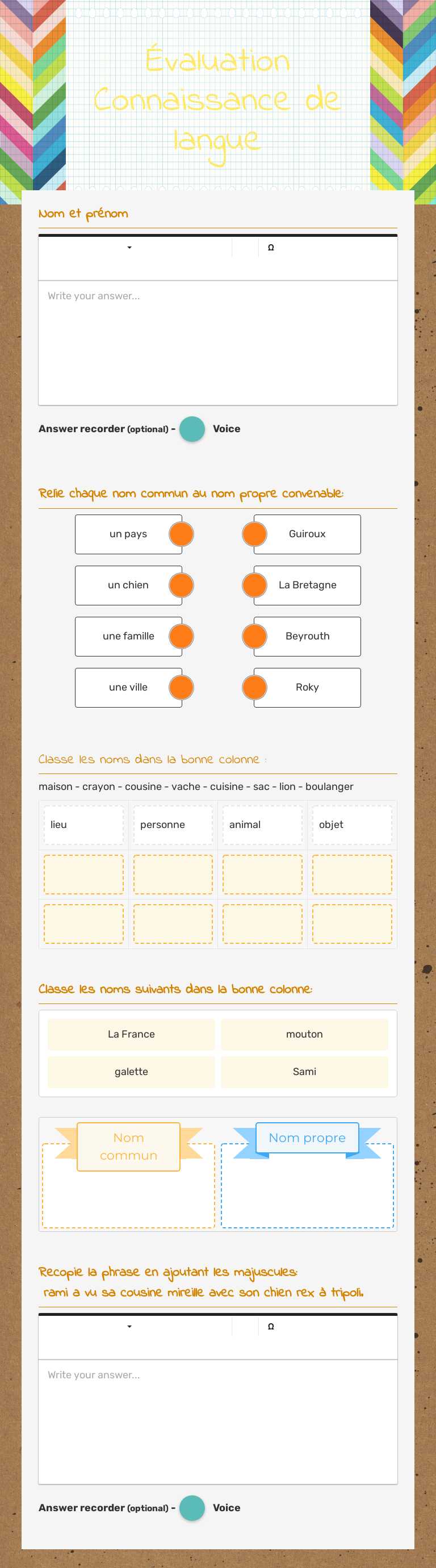 Évaluation Connaissance de langue worksheet preview image