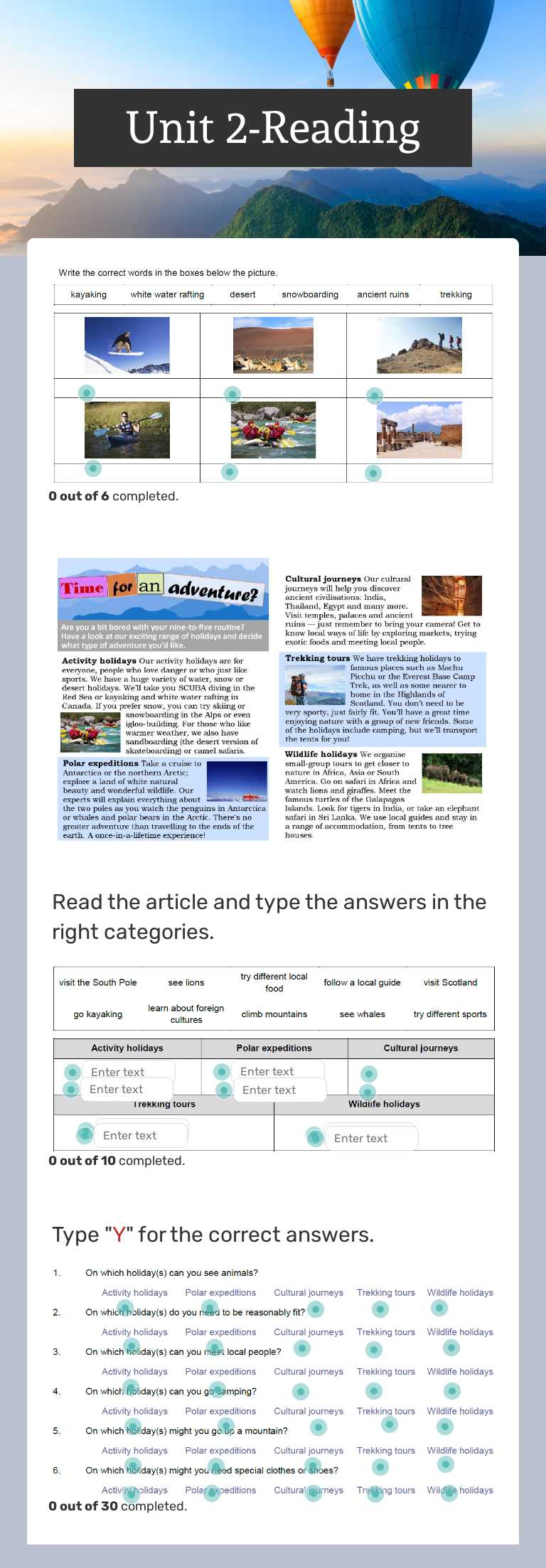 Unit 2-Reading worksheet preview image