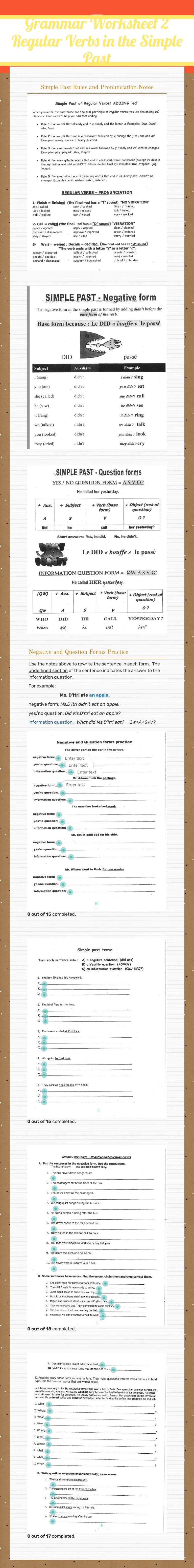 Grammar Worksheet 2
Regular Verbs in the Simple Past worksheet preview image