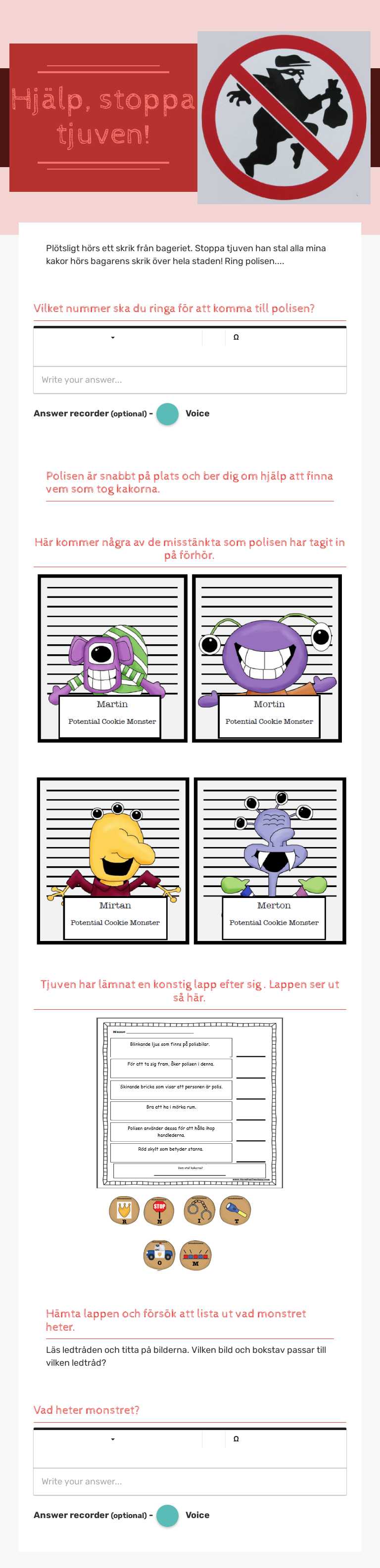 Hjälp, stoppa tjuven! worksheet preview image