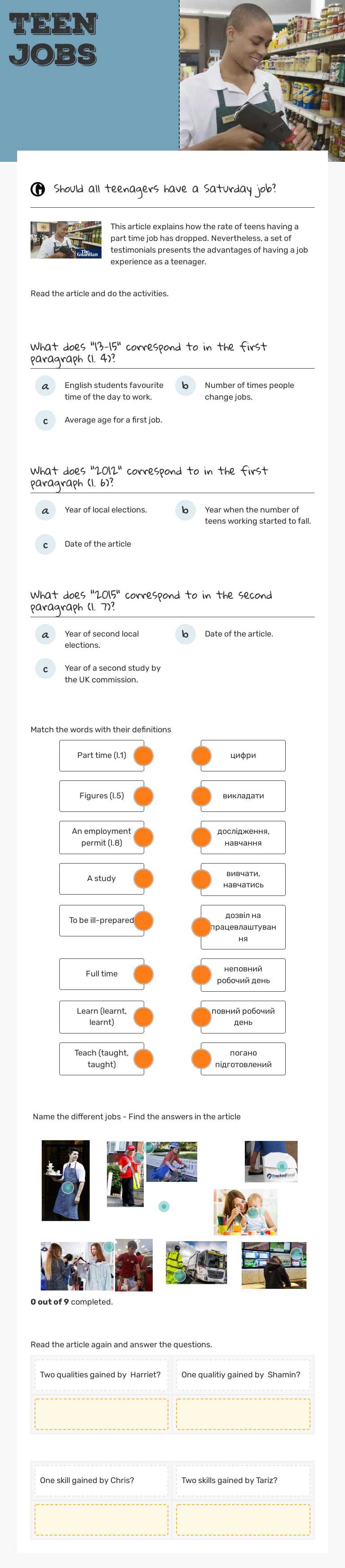 TEEN 
        jobs worksheet preview