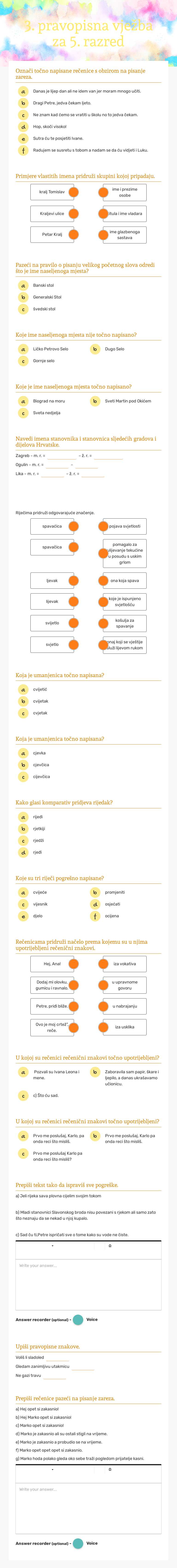 3. pravopisna vježba          
 za 5. razred worksheet preview image