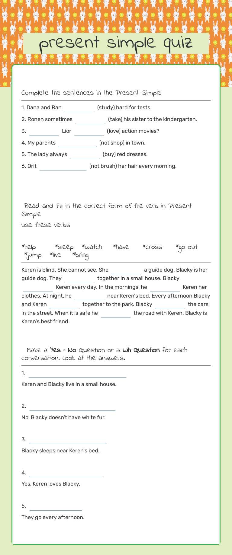 Master the Present Simple! This quiz helps you practice verb tenses ...