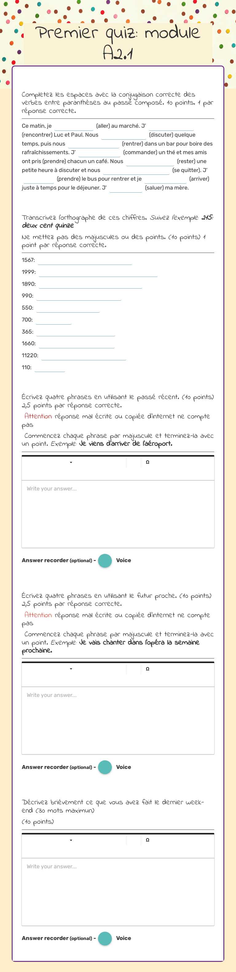 Premier quiz: module A2.1 worksheet preview image