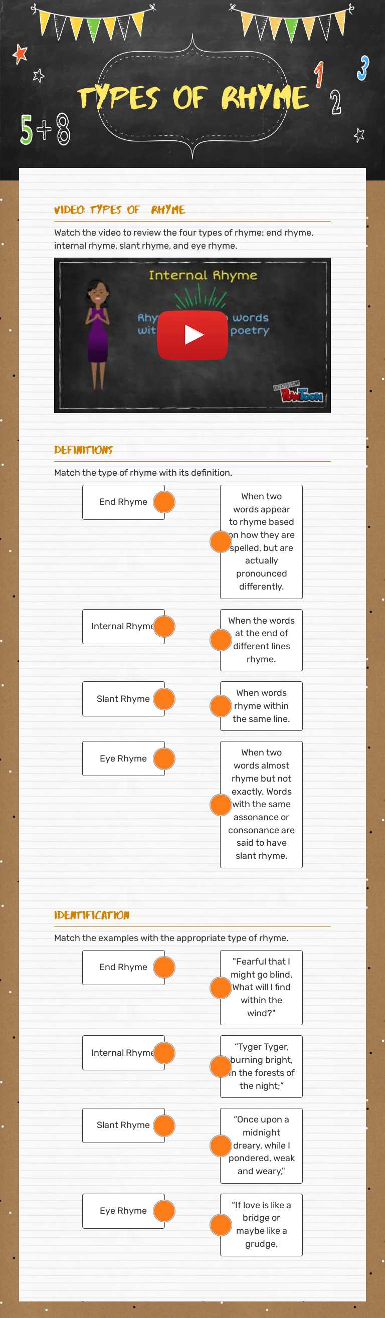 Types of RHYME worksheet preview image