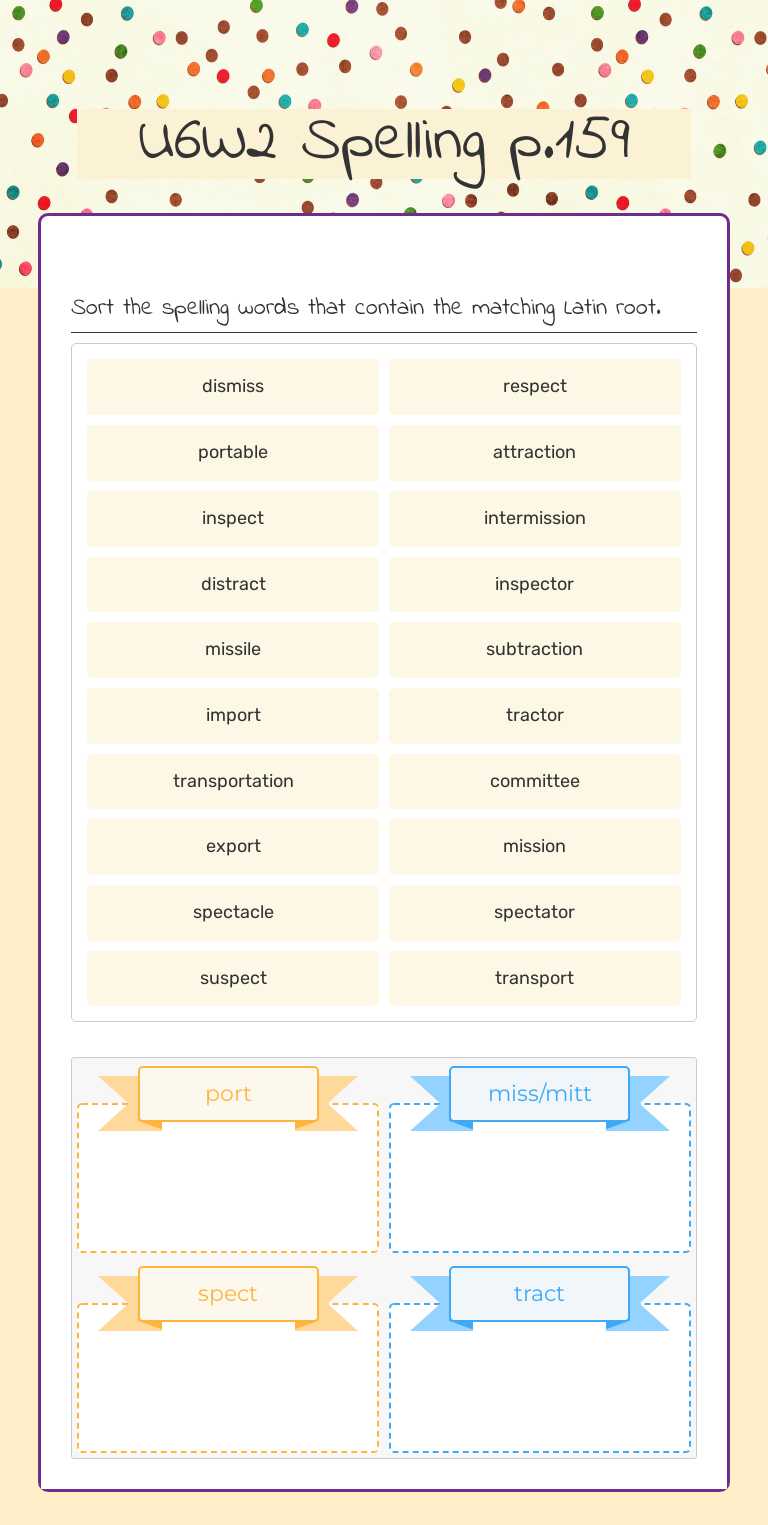U6W2 Spelling p.159 worksheet preview image