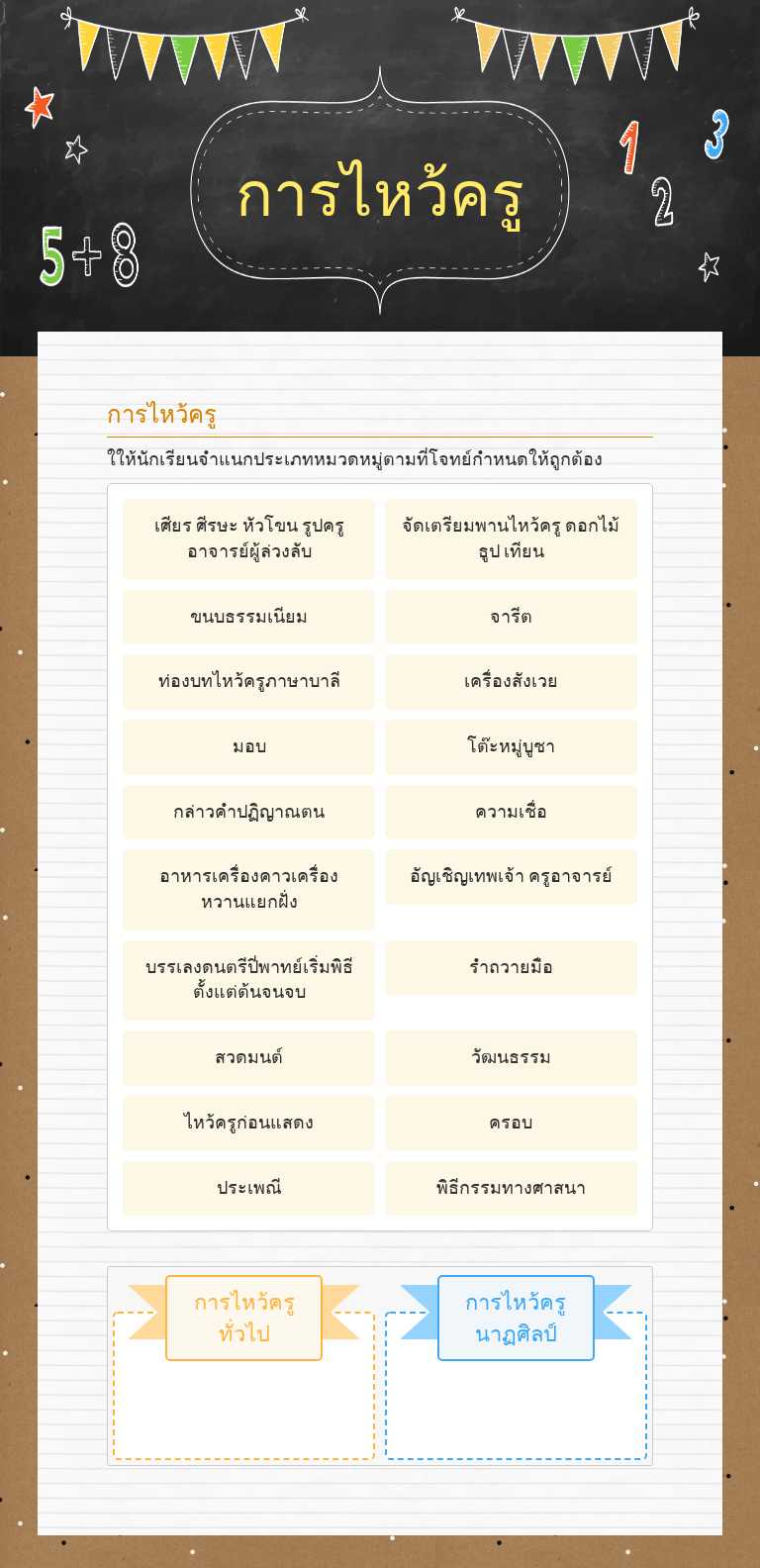 การไหว้ครู Grade 4 worksheet preview