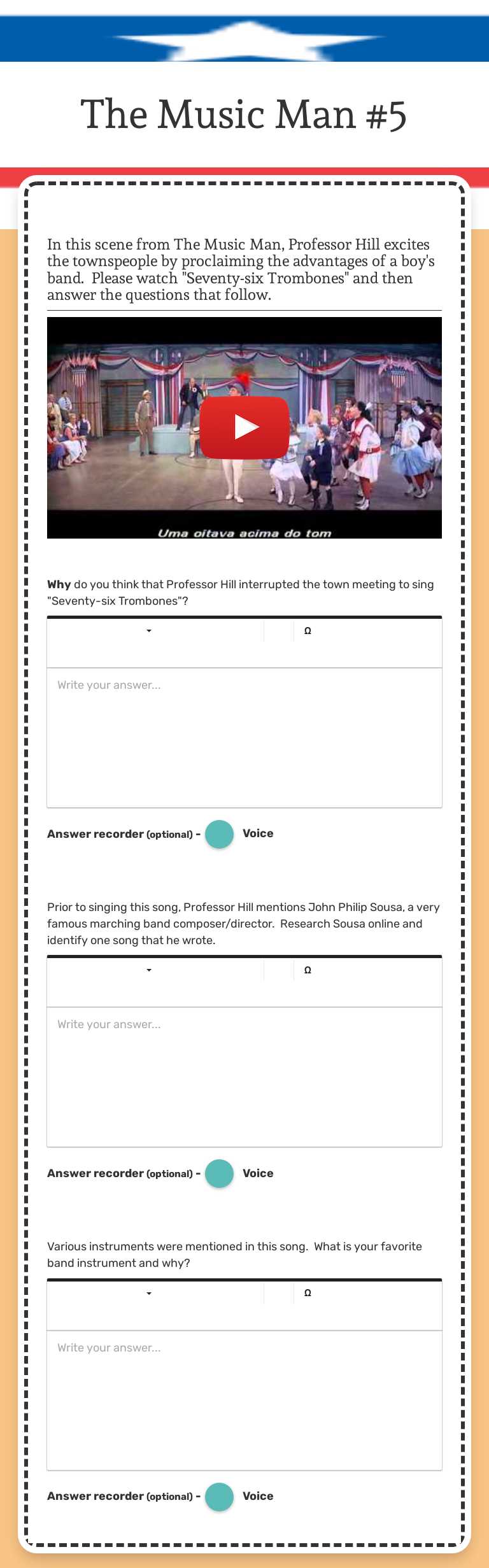 The Music Man #5 worksheet preview image