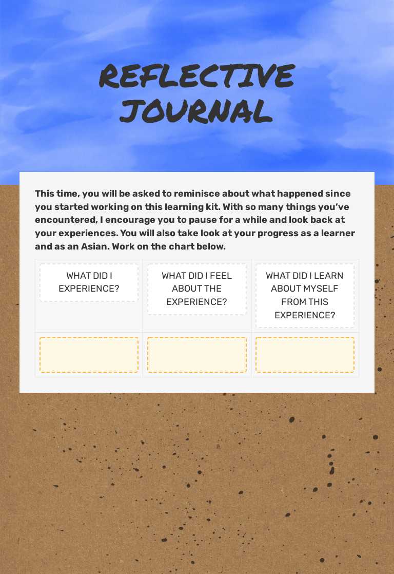REFLECTIVE JOURNAL worksheet preview image