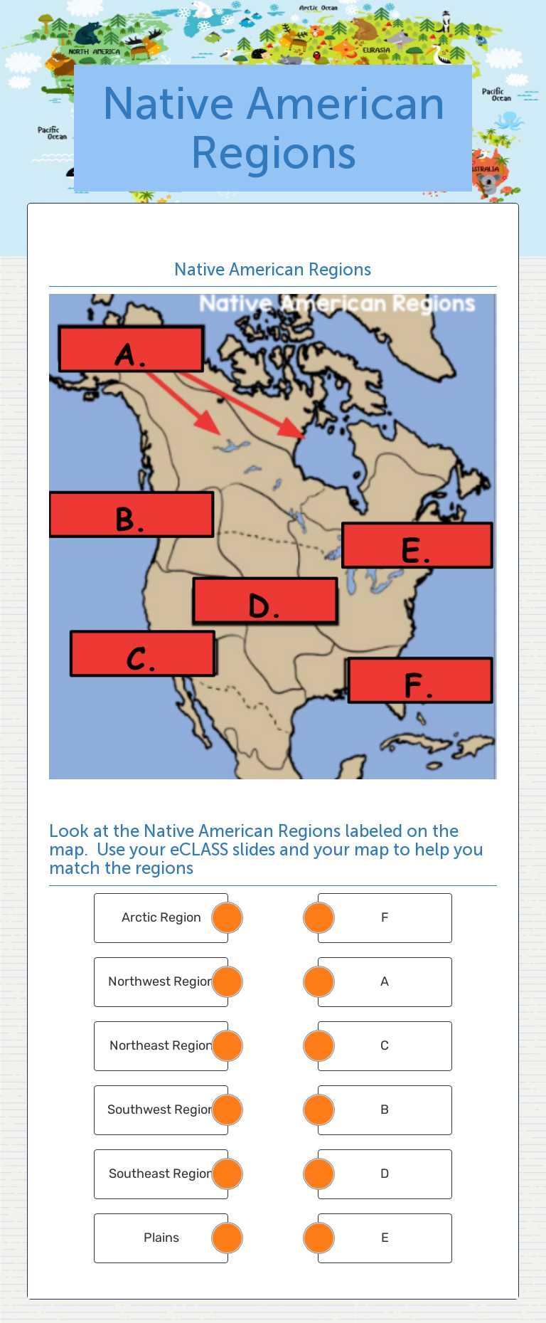 Native American Regions worksheet preview image