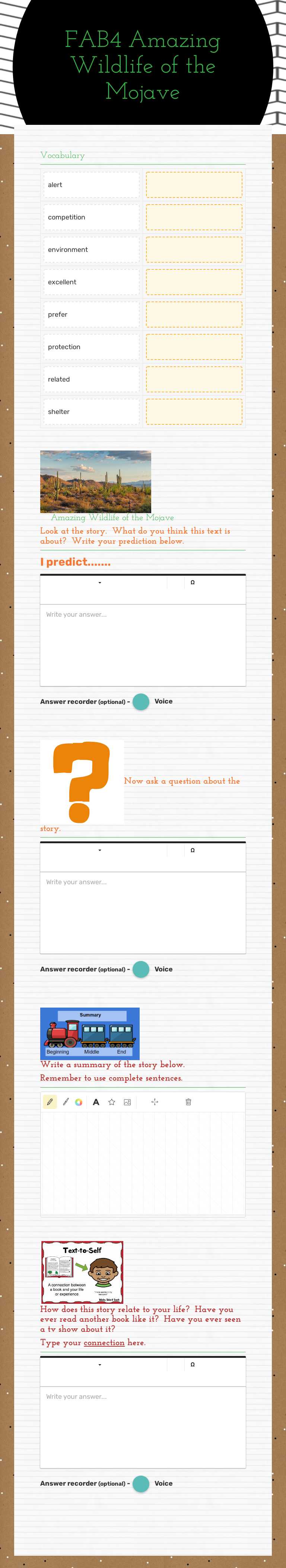 FAB4  Amazing Wildlife of the Mojave worksheet preview image