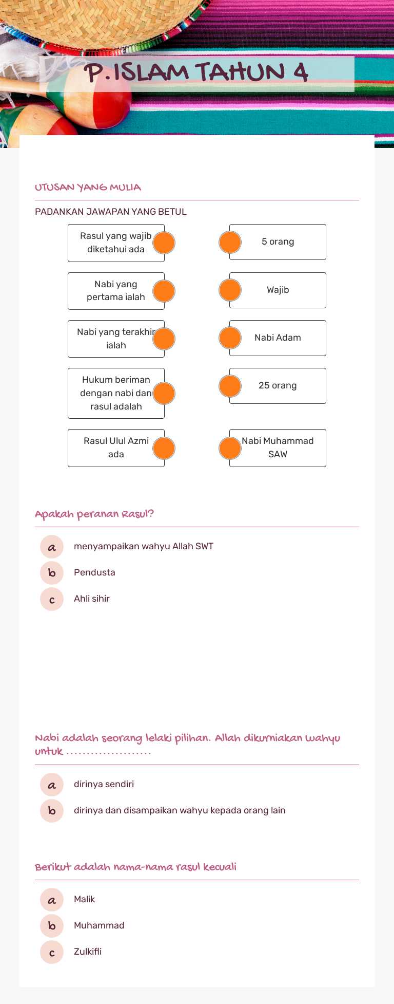 P.ISLAM TAHUN 4 Grade 10 worksheet preview