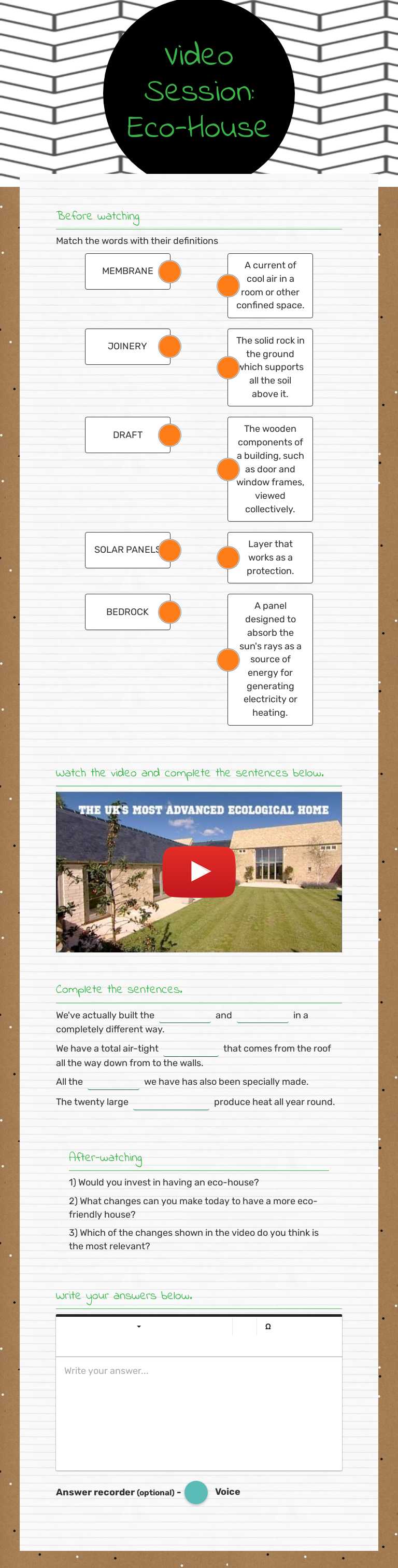 Video Session: Eco-House worksheet preview image