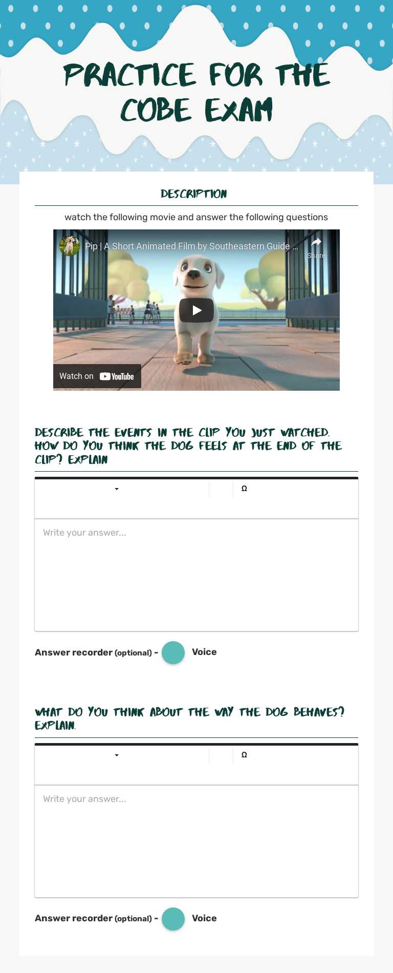 practice for the Cobe exam worksheet preview image
