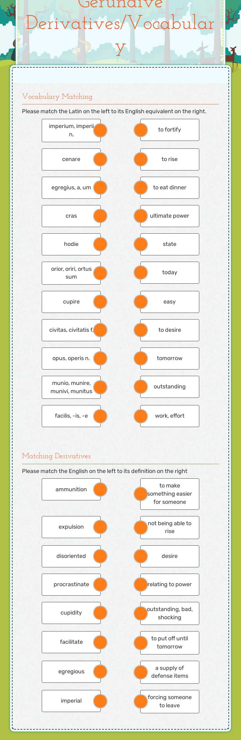 Gerundive Derivatives/Vocabulary worksheet preview image