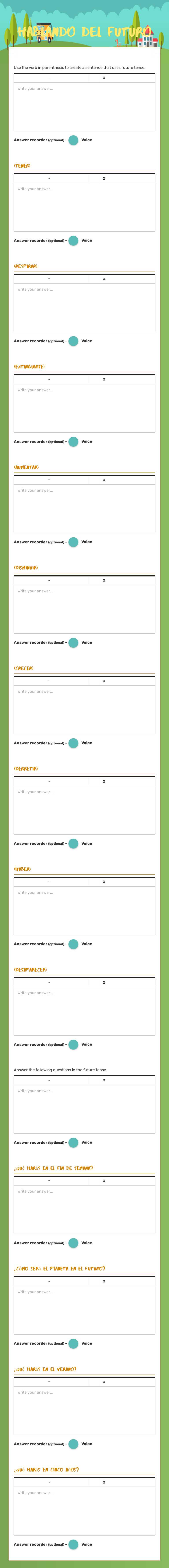 HABLANDO DEL FUTURO Grade 10 worksheet preview