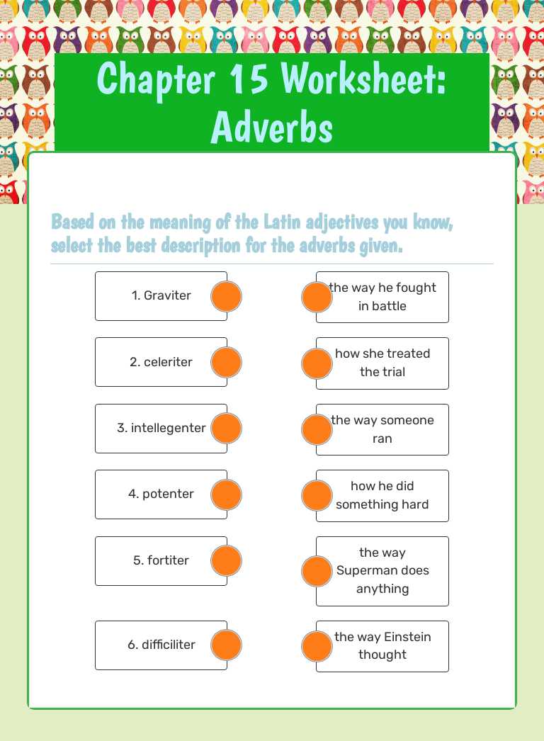 Chapter 15 Worksheet: Adverbs worksheet preview image