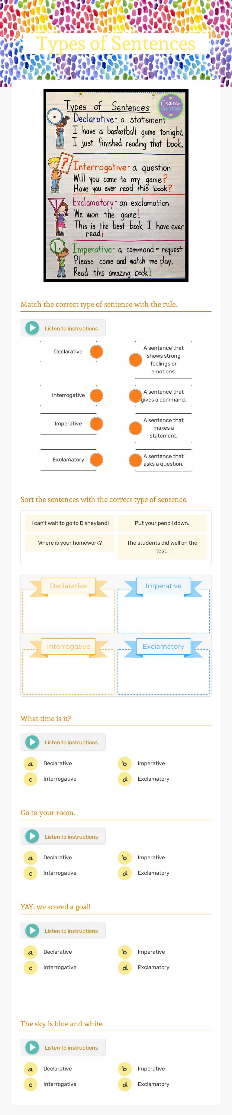Types of Sentences worksheet preview image