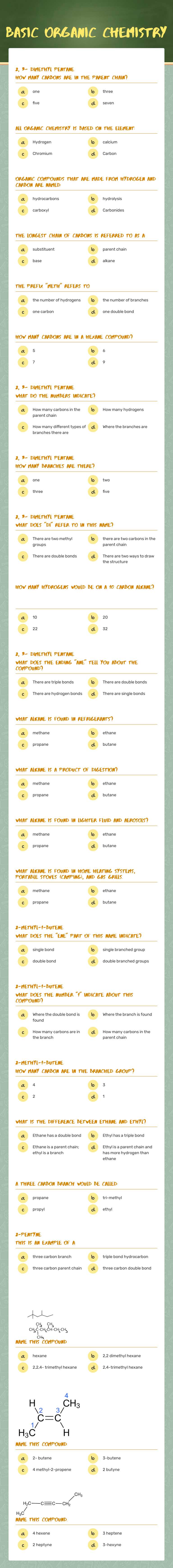 Basic organic chemistry Grade 10 worksheet preview
