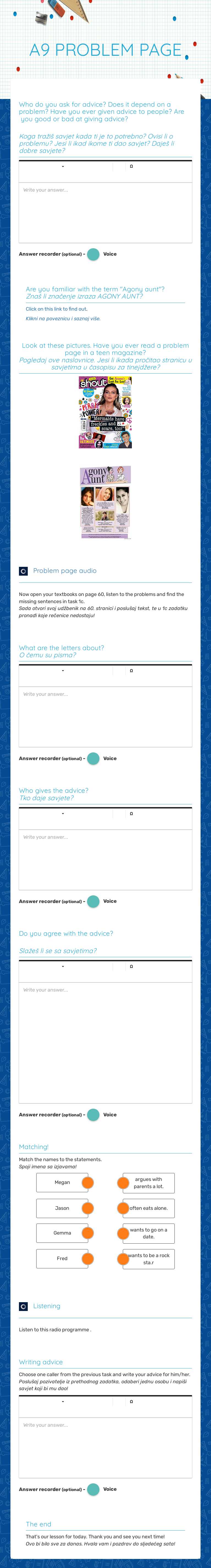 A9 PROBLEM PAGE worksheet preview image