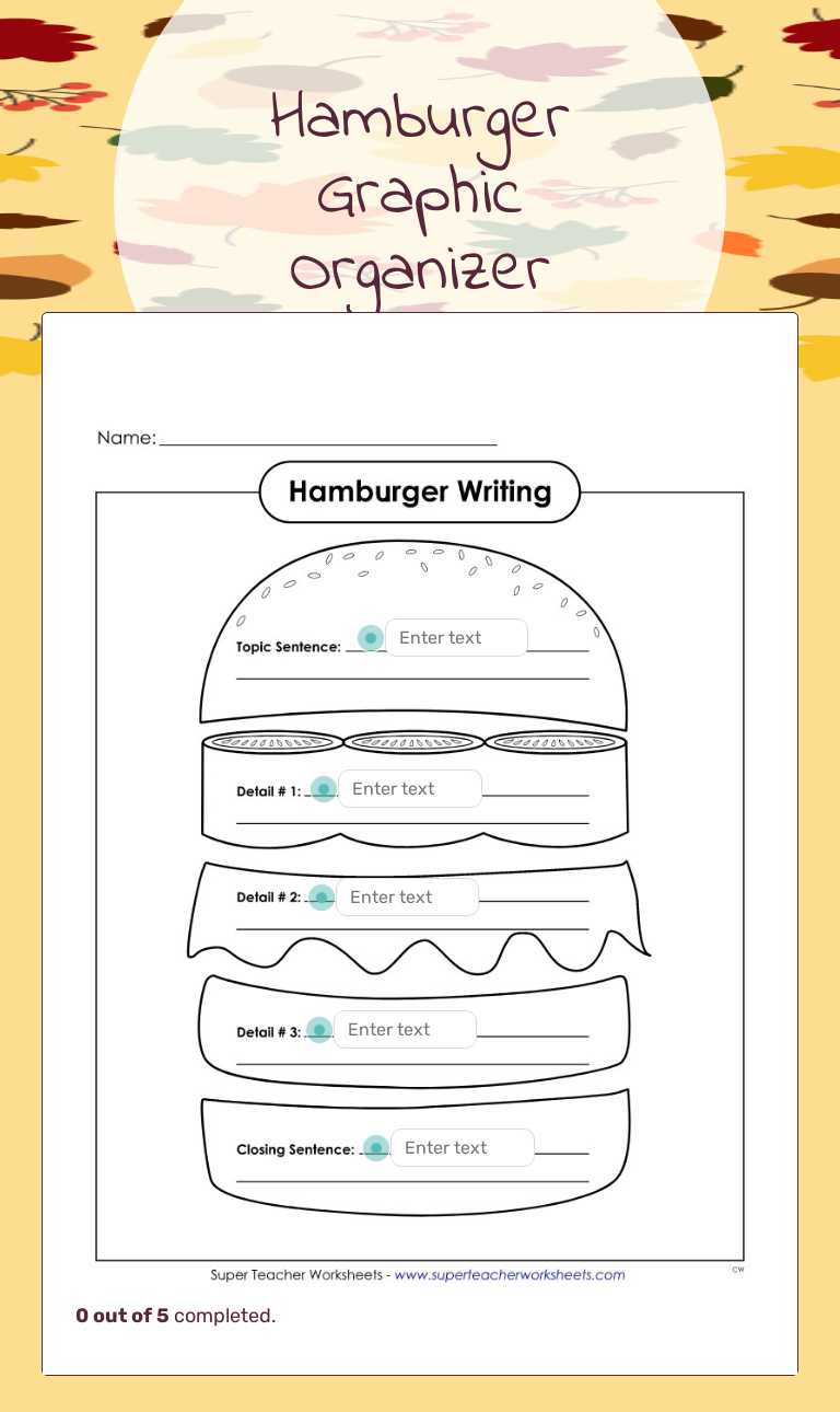Hamburger Graphic Organizer worksheet preview image