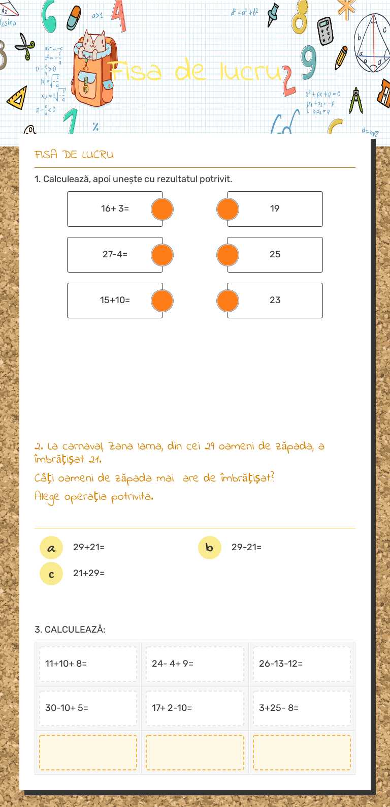 Fisa de lucru worksheet preview image